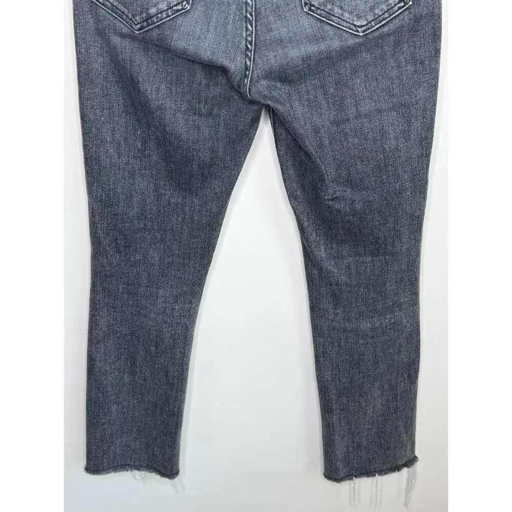 Mother High Waisted Rascal Ankle Step Fray Distressed Jeans Night Garden Size 28